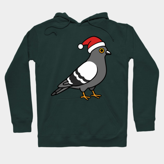 Santa Pigeon – Funny Christmas City Bird Cartoon Hoodie by DonWillisJrArt