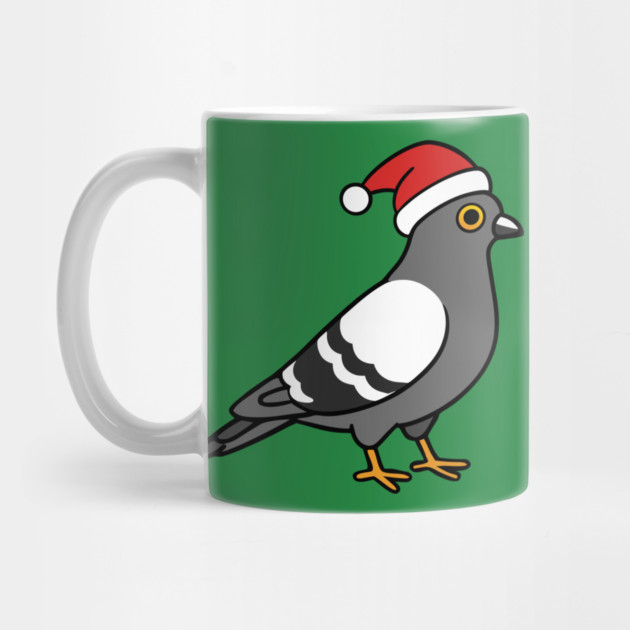 Santa Pigeon – Funny Christmas City Bird Cartoon by DonWillisJrArt