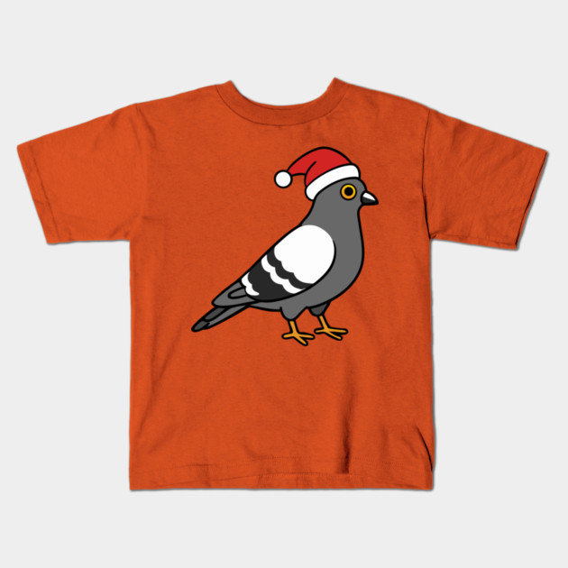 Santa Pigeon – Funny Christmas City Bird Cartoon Kids T-Shirt by DonWillisJrArt