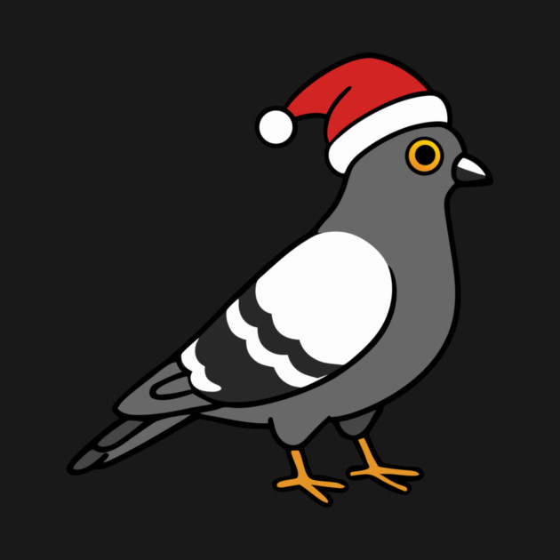 Santa Pigeon – Funny Christmas City Bird Cartoon by DonWillisJrArt