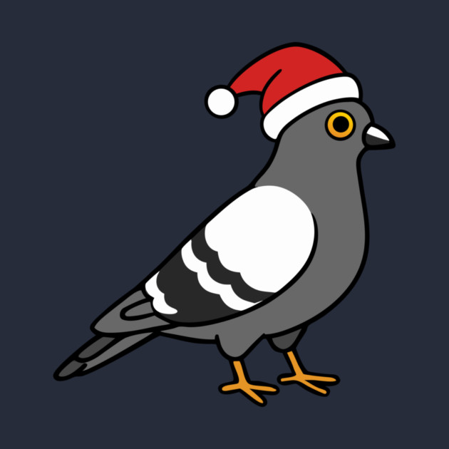 Santa Pigeon – Funny Christmas City Bird Cartoon by DonWillisJrArt