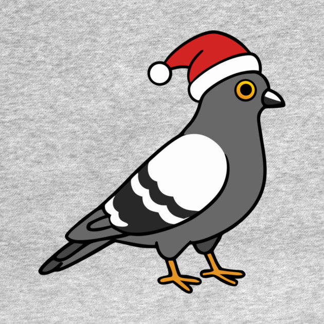 Santa Pigeon – Funny Christmas City Bird Cartoon by DonWillisJrArt