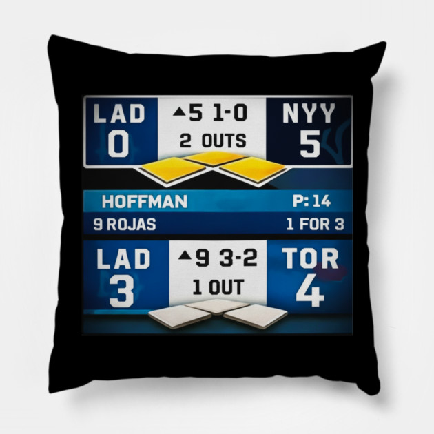 Dodgers Back to Back Championship Scoreboard Pillow by Kaimig97
