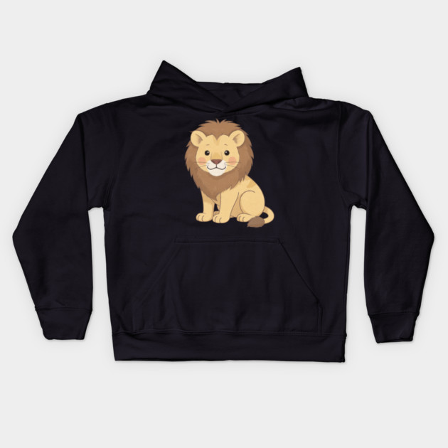 Adorable Lion Cub Sitting Kids Hoodie by khaireddine