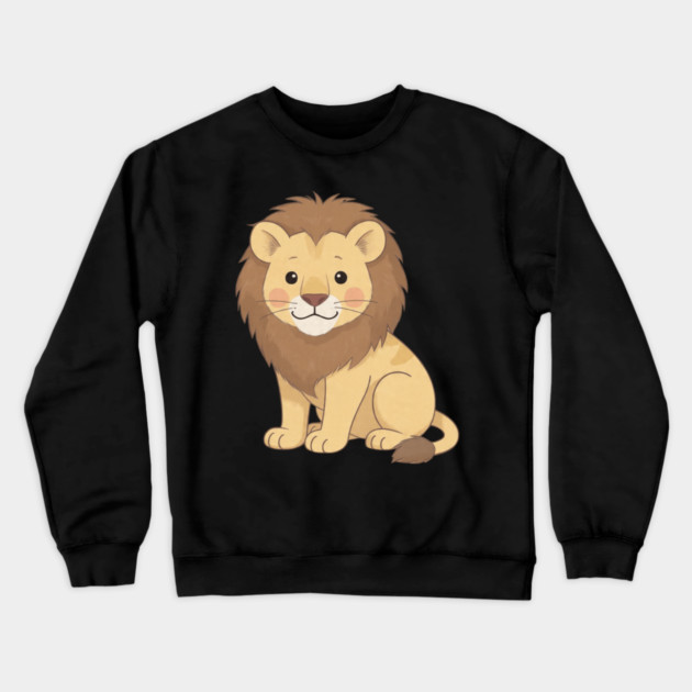 Adorable Lion Cub Sitting Crewneck Sweatshirt by khaireddine