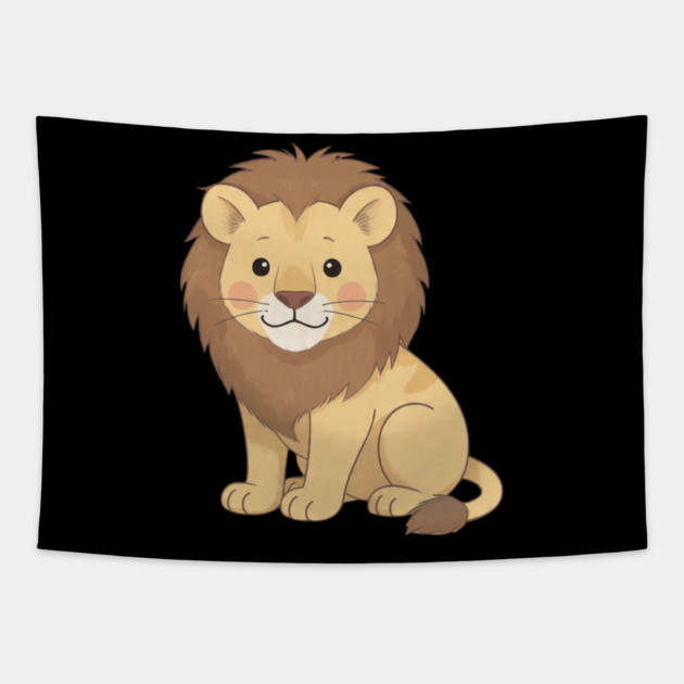 Adorable Lion Cub Sitting Tapestry by khaireddine