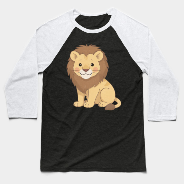 Adorable Lion Cub Sitting Baseball T-Shirt by khaireddine