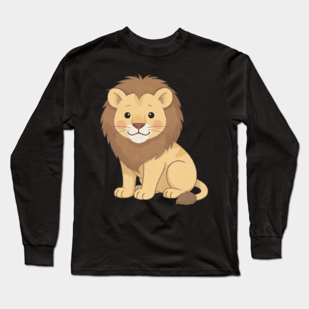 Adorable Lion Cub Sitting Long Sleeve T-Shirt by khaireddine
