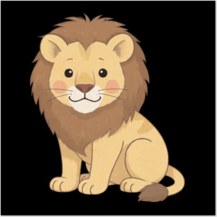Adorable Lion Cub Sitting Posters and Art