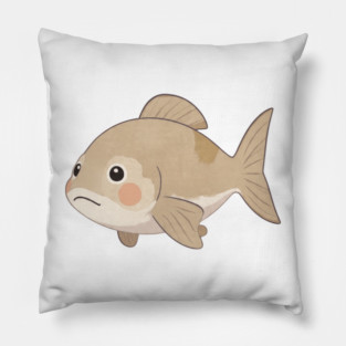 Grumpy Fish Cute Watercolor Style Pillow