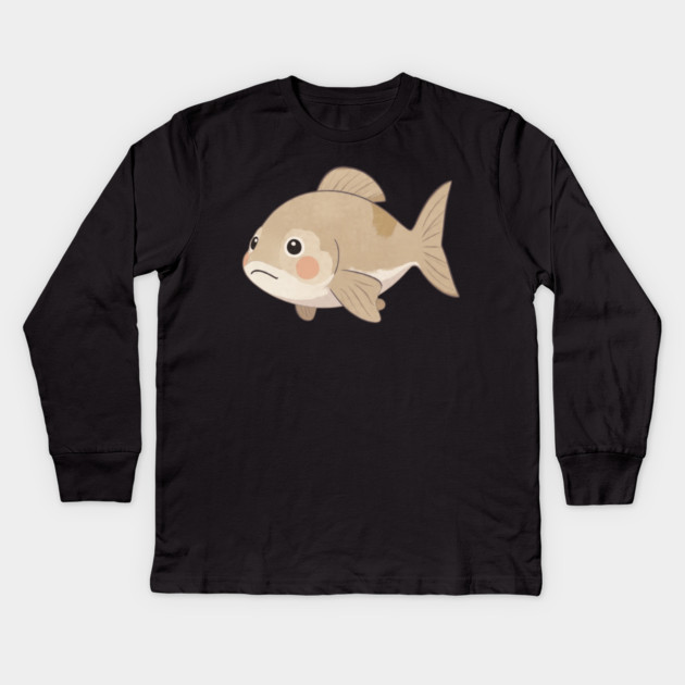 Grumpy Fish Cute Watercolor Style Kids Long Sleeve T-Shirt by khaireddine