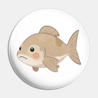 Grumpy Fish Cute Watercolor Style Pin