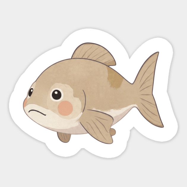 Grumpy Fish Cute Watercolor Style Magnet by khaireddine