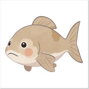 Grumpy Fish Cute Watercolor Style Posters and Art