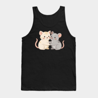 Cute Cat and Mouse Holding Paws Tank Top