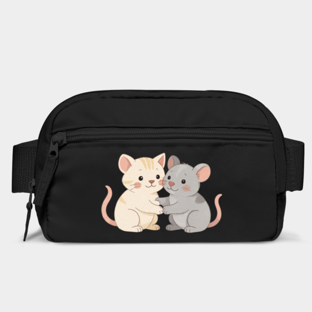 Cute Cat and Mouse Holding Paws by khaireddine