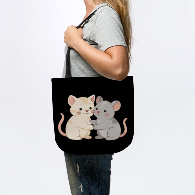 Cute Cat and Mouse Holding Paws by khaireddine