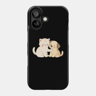 Kitten and Puppy Best Friends Hug Phone Case