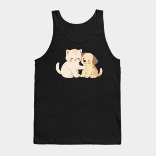 Kitten and Puppy Best Friends Hug Tank Top