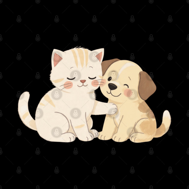 Kitten and Puppy Best Friends Hug by khaireddine