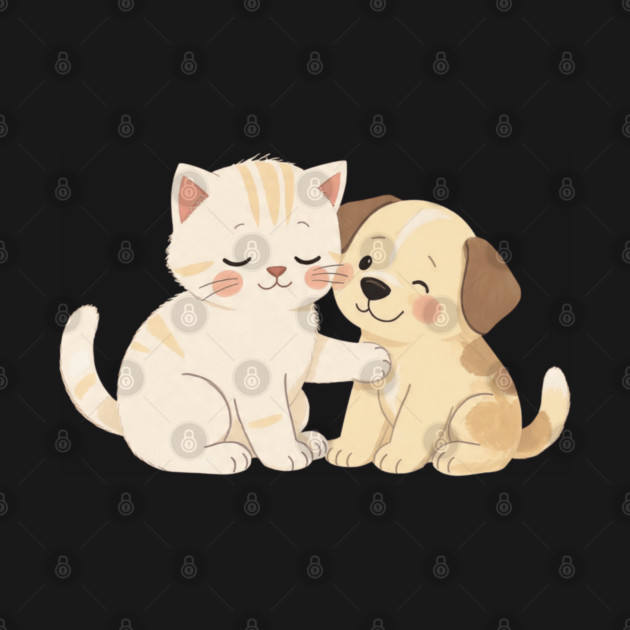 Kitten and Puppy Best Friends Hug by khaireddine