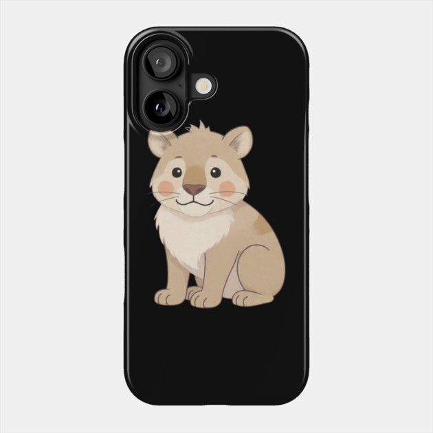 Cute Young Lion with Mane Illustration Phone Case by khaireddine