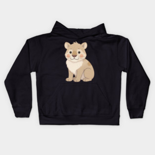 Cute Young Lion with Mane Illustration Kids Hoodie