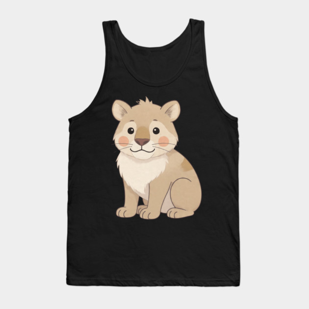 Cute Young Lion with Mane Illustration Tank Top by khaireddine