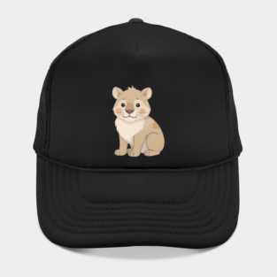 Cute Young Lion with Mane Illustration Hat