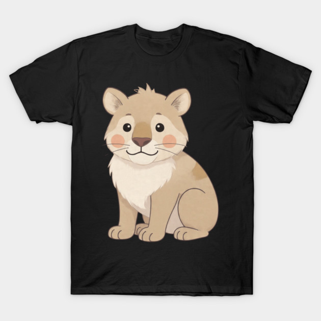 Cute Young Lion with Mane Illustration T-Shirt by khaireddine