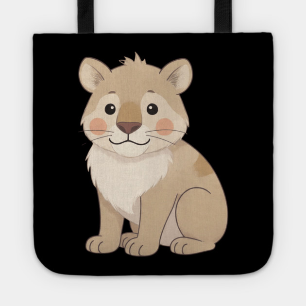 Cute Young Lion with Mane Illustration Tote by khaireddine