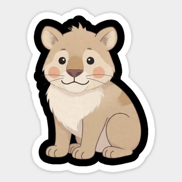 Cute Young Lion with Mane Illustration Magnet by khaireddine