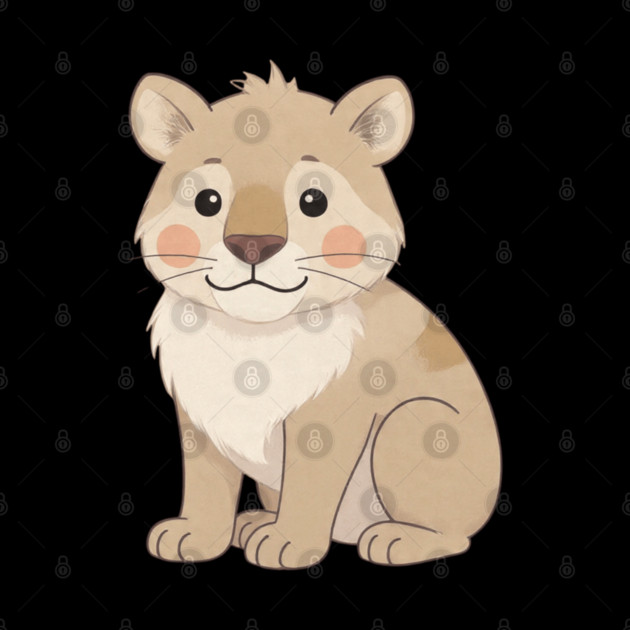 Cute Young Lion with Mane Illustration by khaireddine