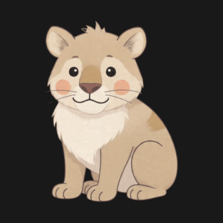 Cute Young Lion with Mane Illustration T-Shirt