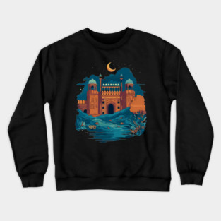 Pakistani cultural illustration with Lahore Fort and Mohenjo-Daro Crewneck Sweatshirt