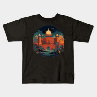 Pakistani cultural illustration with Lahore Fort and Mohenjo-Daro Kids T-Shirt