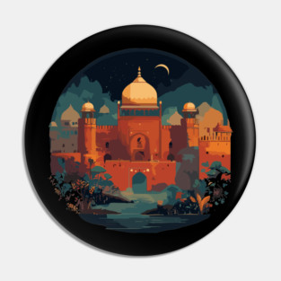 Pakistani cultural illustration with Lahore Fort and Mohenjo-Daro Pin