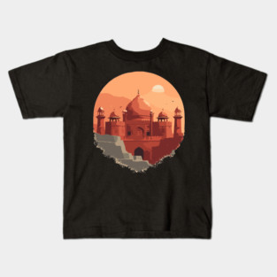 Pakistani cultural illustration with Lahore Fort and Mohenjo-Daro Kids T-Shirt