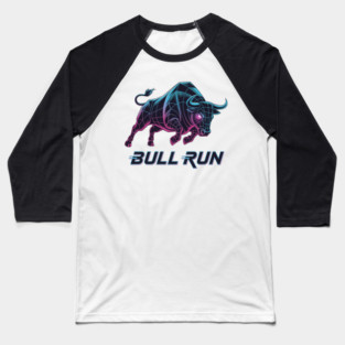 BULL RUN Synthwave - Day Trader Aesthetic Baseball T-Shirt