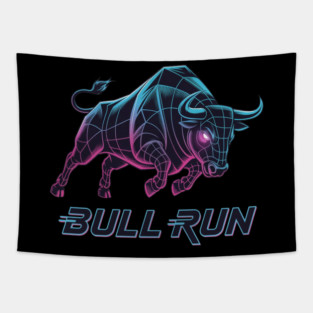 BULL RUN Synthwave - Day Trader Aesthetic Tapestry
