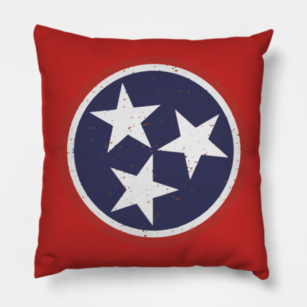 Vintage Tennessee Tri-Star Emblem – TN State Flag Symbol Pillow by DonWillisJrArt