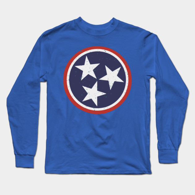 Vintage Tennessee Tri-Star Emblem – TN State Flag Symbol Long Sleeve T-Shirt by DonWillisJrArt