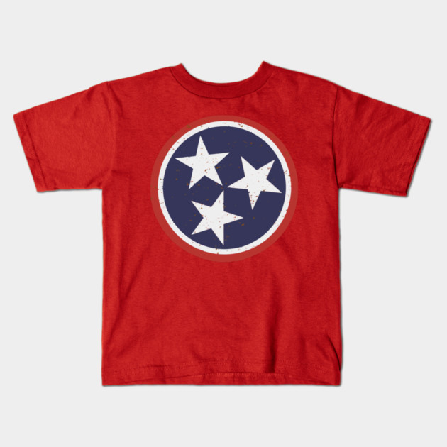 Vintage Tennessee Tri-Star Emblem – TN State Flag Symbol Kids T-Shirt by DonWillisJrArt