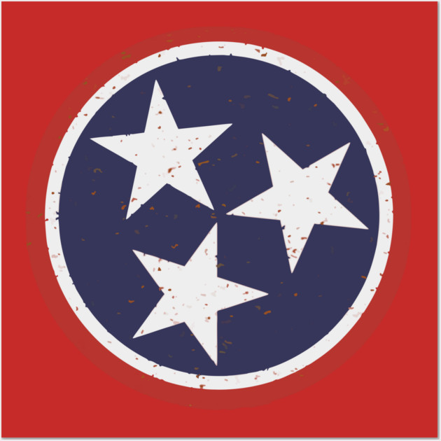 Vintage Tennessee Tri-Star Emblem – TN State Flag Symbol Wall Art by DonWillisJrArt