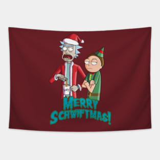 Rick and Morty Merry Schwiftmas Tapestry