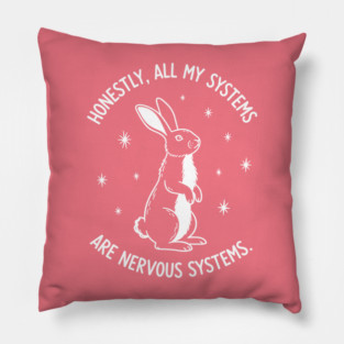 Nervous Bunny Humor Pillow