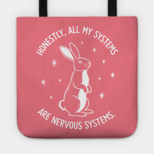 Nervous Bunny Humor Tote by enrynz