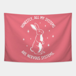 Nervous Bunny Humor Tapestry