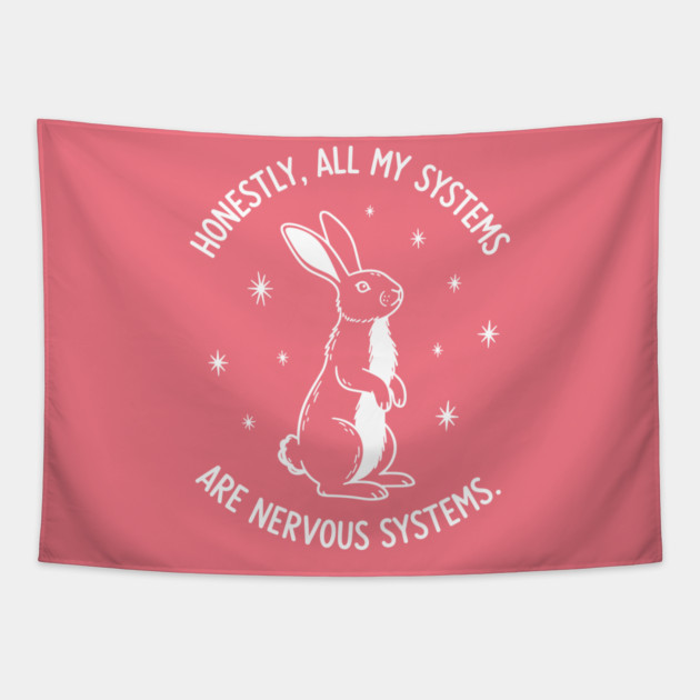 Nervous Bunny Humor Tapestry by enrynz