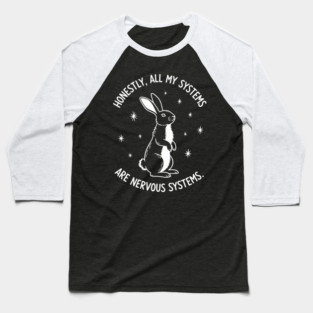 Nervous Bunny Humor Baseball T-Shirt